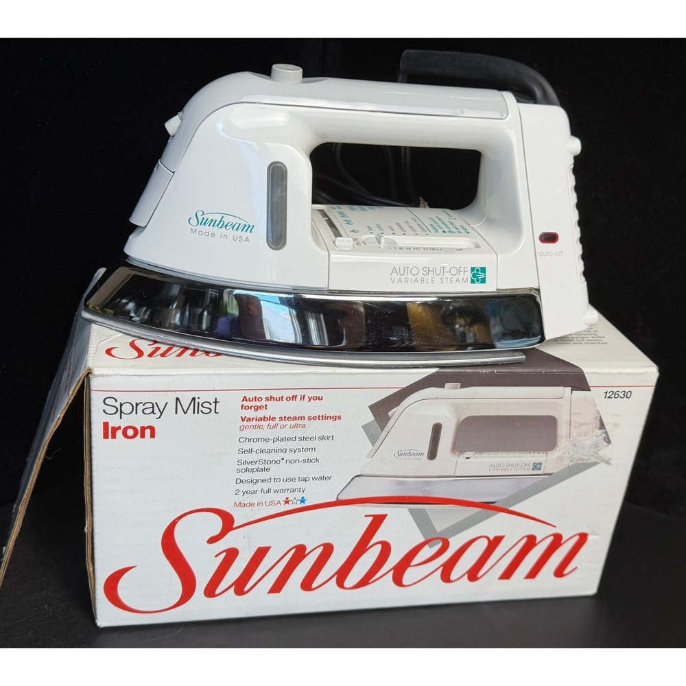 Sunbeam Spray Mist Iron: Auto Shut-Off, Silverstone, Non-Stick, 12630, WORKS